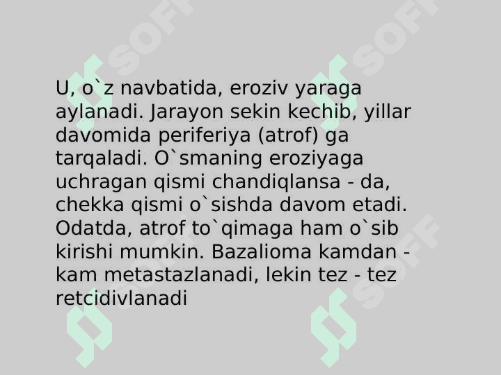 Terining xavfli o'smalari: Bazalioma,  yassi
           hujayrali rak va melanoma 5