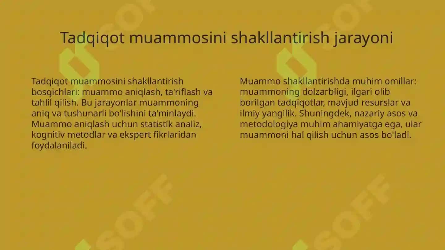 TADQIQOT MUAMMOSINI SHAKLLANTIRISH VA GIPOTEZA 4