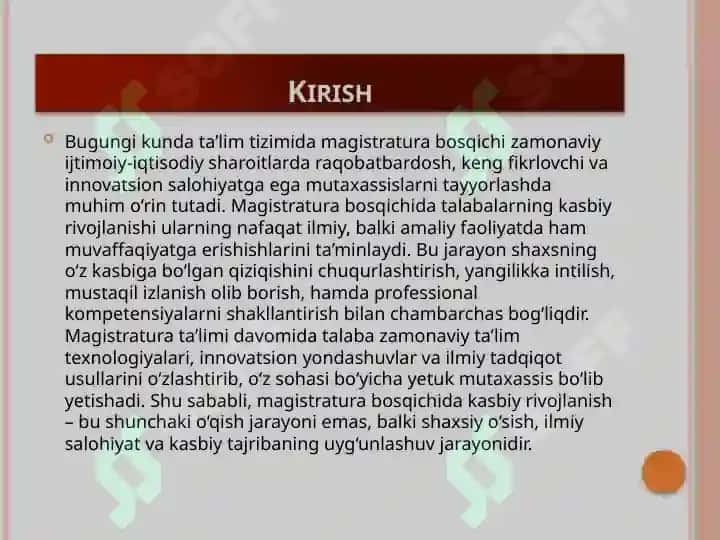 Magistratura talabasini kasbiy rivojlanishi. 3