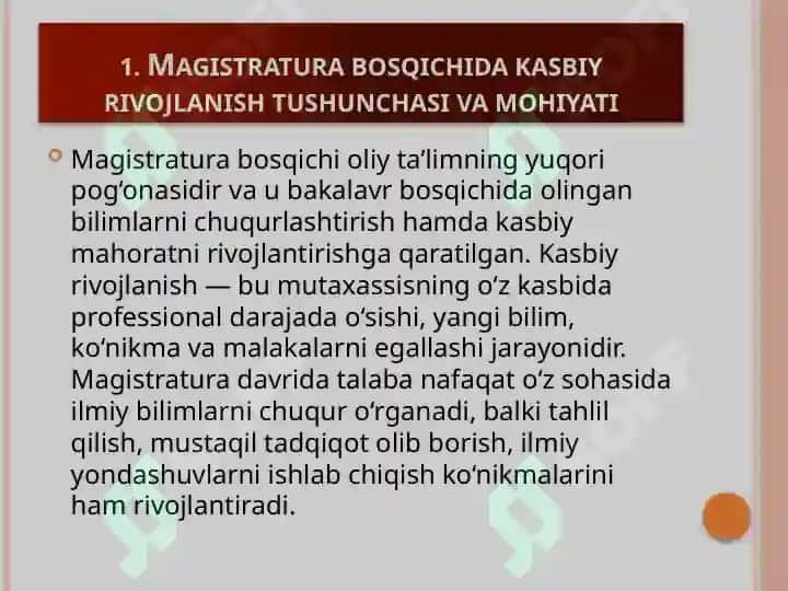 Magistratura talabasini kasbiy rivojlanishi. 4