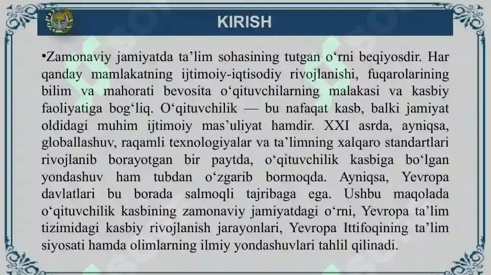 YEVROPA OLIMLARI O‘QITUVCHILARNING KASBIY MAHORATINI TAKOMILLASHTIRISH 4