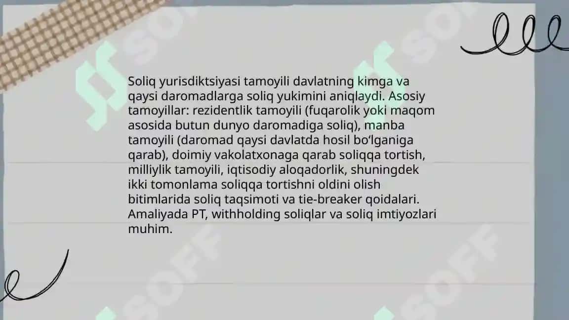 Xalqaro soliqqa tortish tamoyilari 4