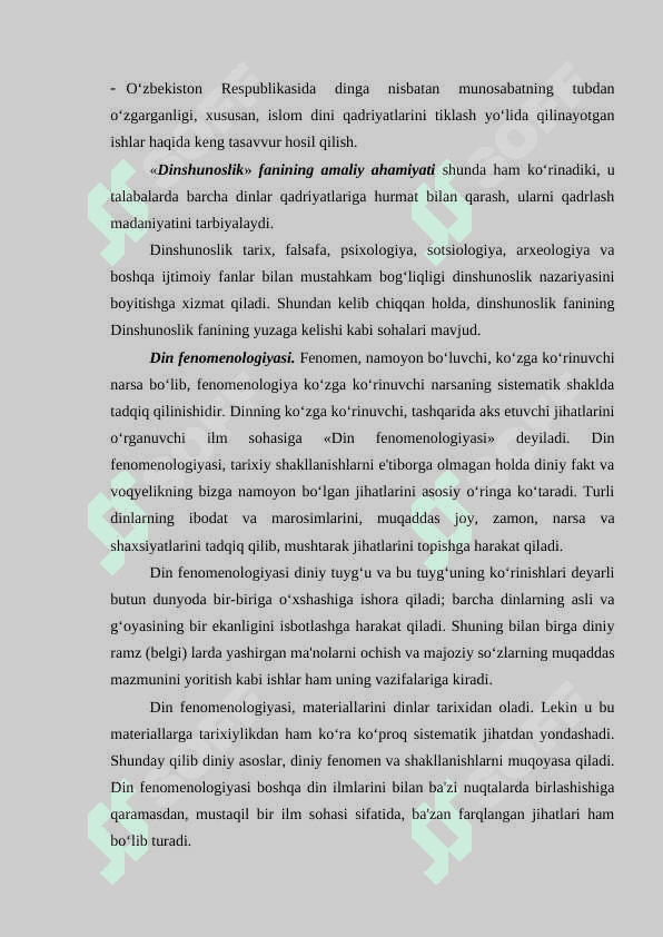 DINSHUNOSLIK FANIGA KIRISH 3