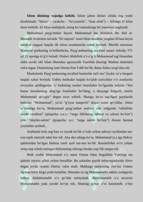 ISLOM DINI VA UNING TARQALISHI TARIXI 3
