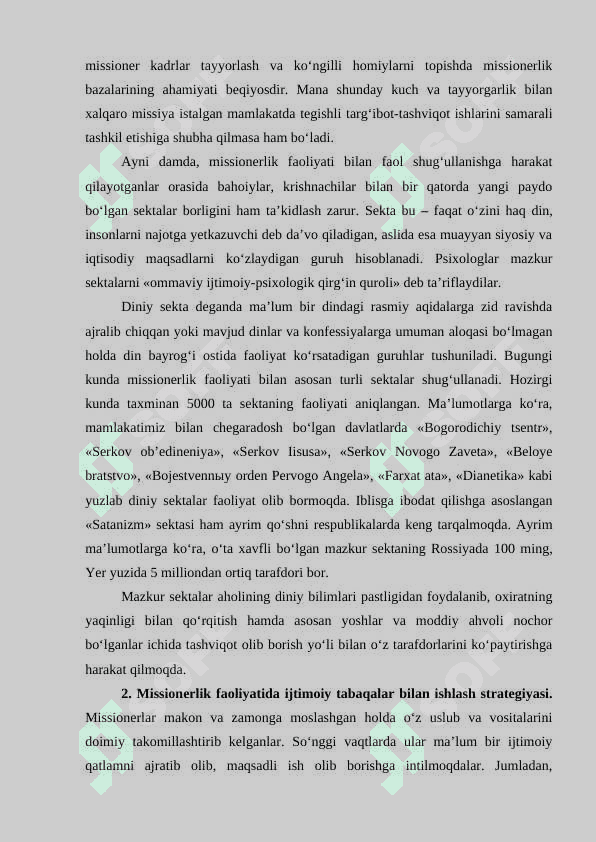 MISSIONERLIK VA PROZELITIZM: TARIX VA BUGUN 2