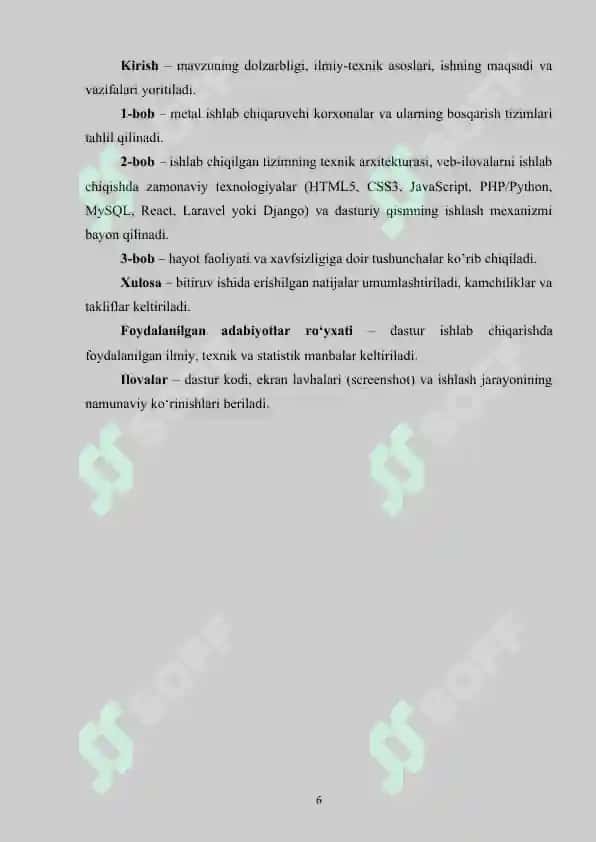 Metall jihozlarini ishlab chiqaruvchi tashkilotning mahsulotlari haqida ma'lumot beruvchi Sfmmetall.uz veb ilovasini ishlab chiqish 5