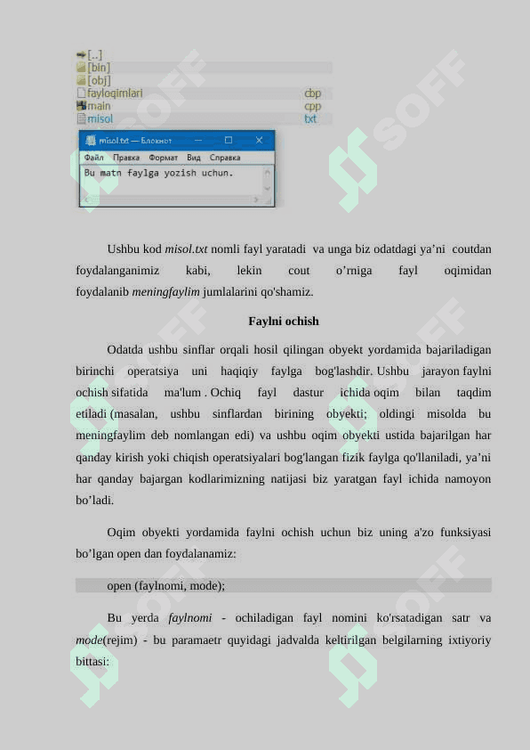 MATNLI FAYLLAR BILAN ISHLASH OPERATORLARI 6