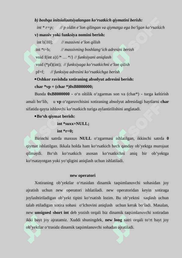 KO’RSATKICHLAR VA DINAMIK XOTIRA BILAN ISHLASH. DINAMIK MASSIV 5
