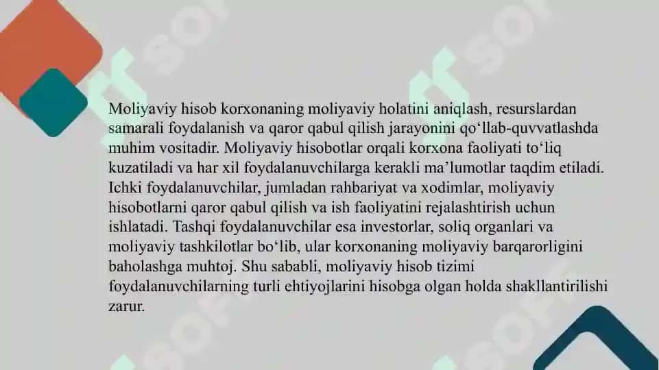 Moliyaviy hisobdan foydalanuvchilar slayd 3