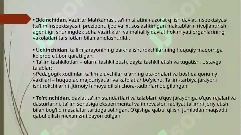 O'ZBEKISTON RESPUBLIKASIDA TA'LIM SOHASIDA AMALGA OSHIRILGAN ISLOHOTLAR 4