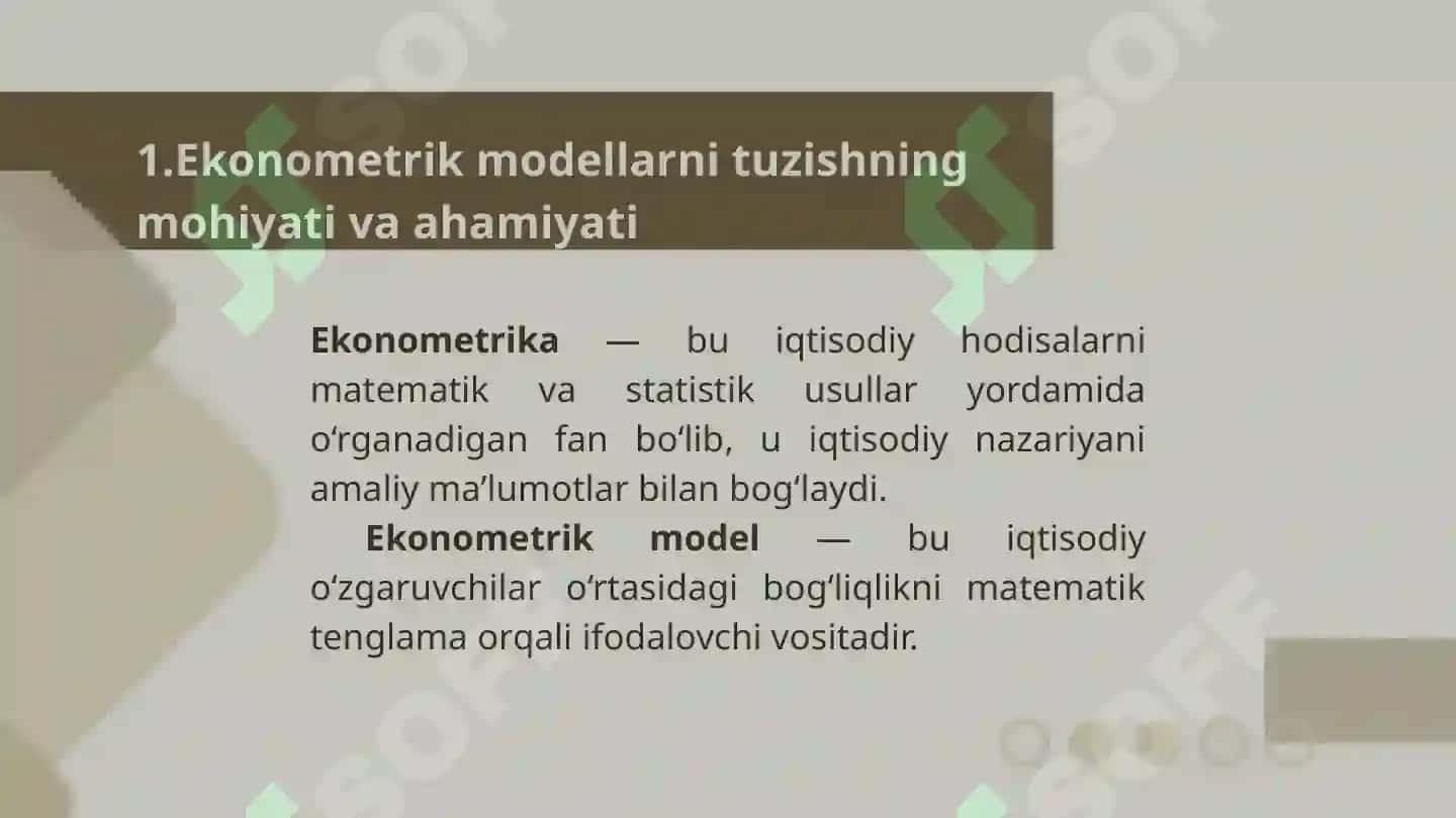 Ekonometrik modellarni tuzish 3