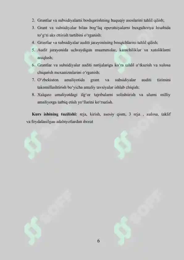 Grantlar va subsidiyalar bilan bog'liq operatsiyalar auditi 6