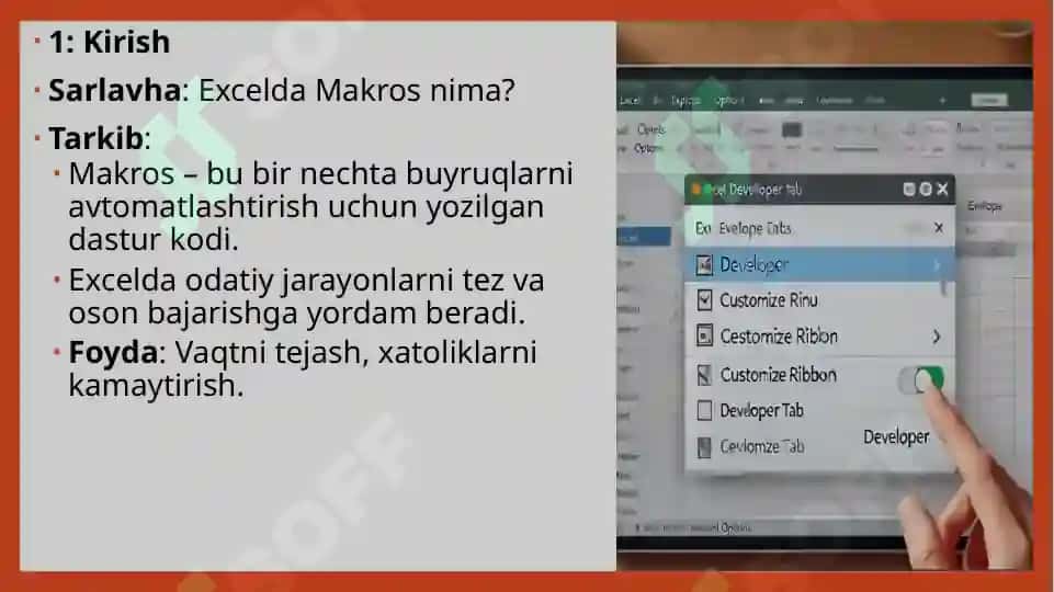 EXCELDA MAKROS YOZISH. MAKROSNI ISHGA TUSHIRISH 3
