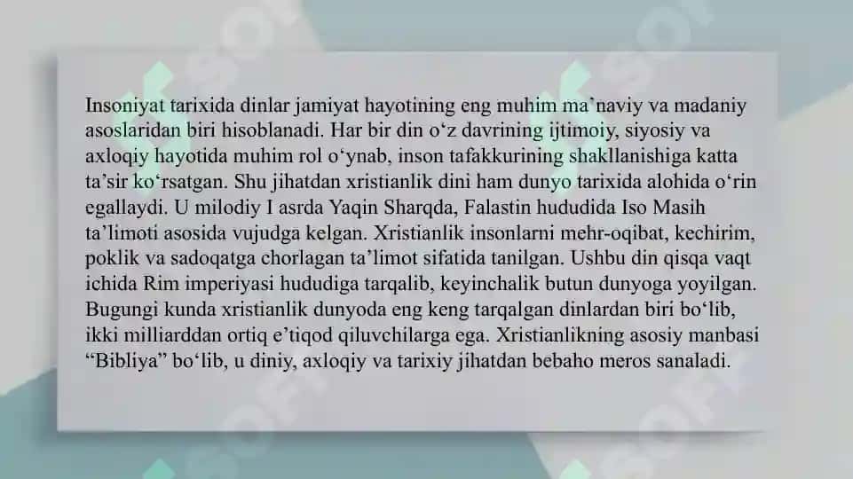 Xristianlik dini tarixi va asosiy g‘oyalari 3