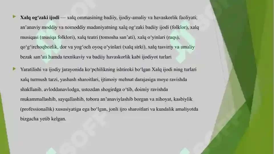XALQ OG'ZAKI IJODIDA MATN AN'ANASI. EPIK JANRLARDA ADABIY BADIIY QOLIPLAR VA AN'ANAVIY TASVIR VOSITALARI 4