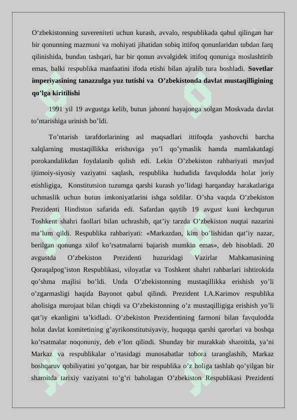 O‘zbekiston Respublikasining Davlat mustaqilligini huquqiy asoslari 24 4