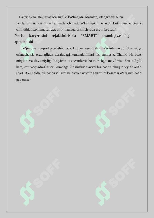 MUVAFFAQIYATLI YURIST KARYERASINI rejalashtirish  usullari 3