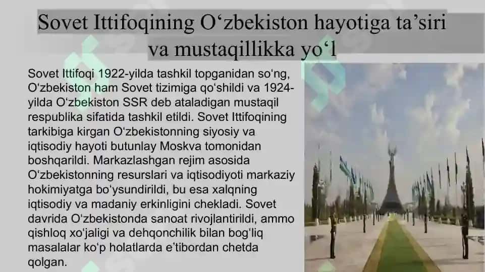 O’zbekiston mustaqilligini qo’lga kiritish tomon yo’l tutishi 2