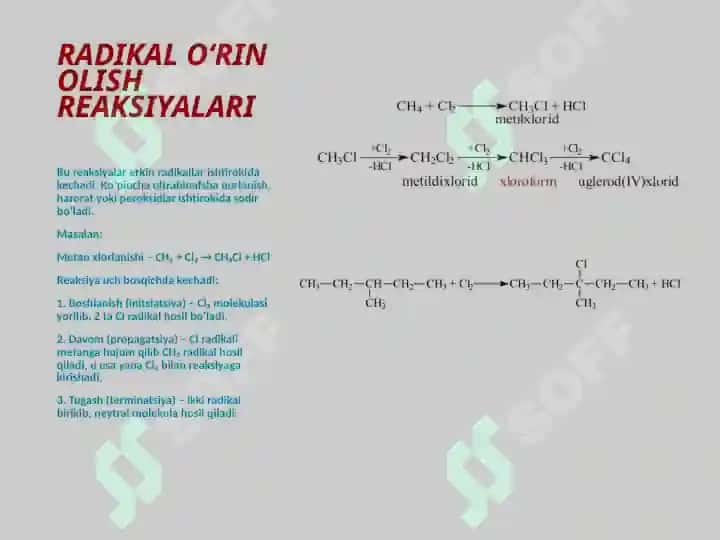 ORGANIK BIRIKMALARNING REAKSIYA QOBILIYATI. ORGANIK MOLEKULALARNING 4