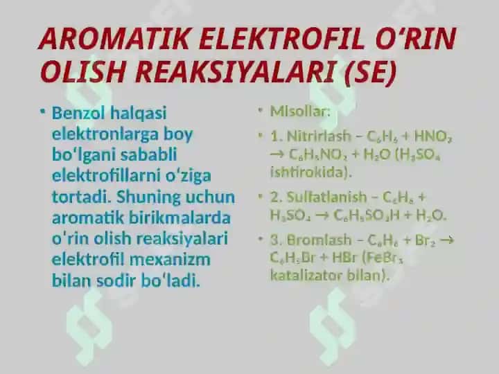 ORGANIK BIRIKMALARNING REAKSIYA QOBILIYATI. ORGANIK MOLEKULALARNING 8