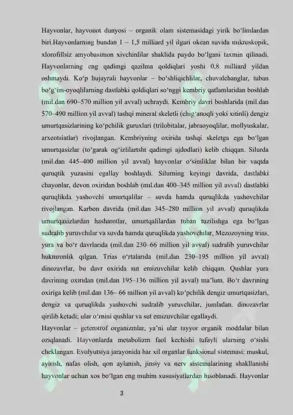 Hayvonat olamining yashash tarzi,koʻpayishi va tarqalishi haqidagi bilimlarni oʻzlashtirish va tahlil qilish 2