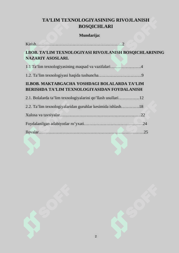 TA’LIM TEXNOLOGIYASINING RIVOJLANISH  BOSQICHLARI 2