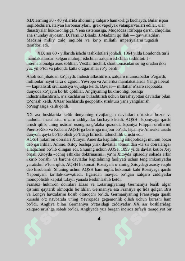 XIX ASR OXIRI XX BOSHLARIDA XALQARO MUNOSABATLAR 4
