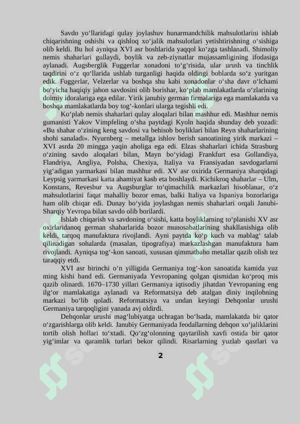 XVII ASRDAN 1870 YILLARGACHA GERMANIYA VA GERMAN DAVLATLARI 2