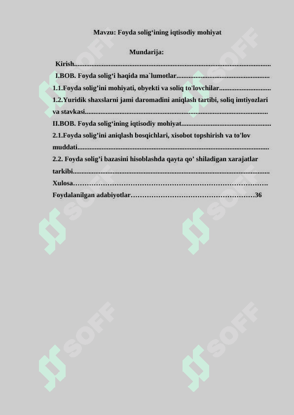 Foyda soligʻining iqtisodiy mohiyat 2