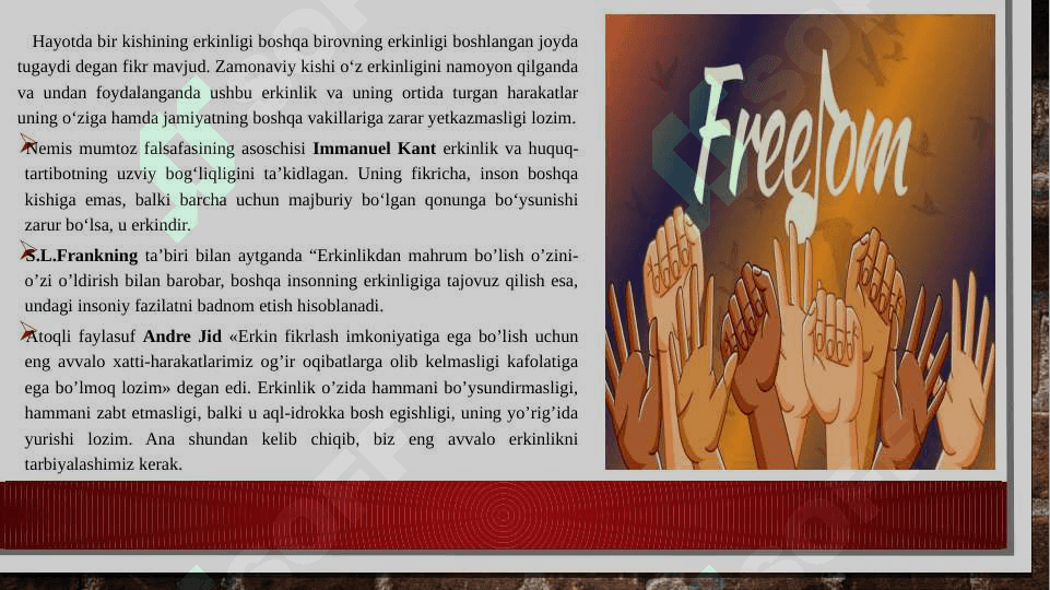 Ingliz faylasuflari (T. Gobbs va J. Lokk) erkinlik, huquq va davlatning o’zaro aloqadorligi haqida 8
