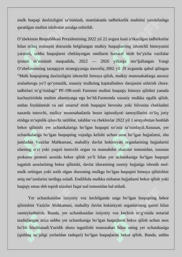 Xususiy mulkning daxlsizligi hamda davlat tomonidan muhofaza qilinishi 5