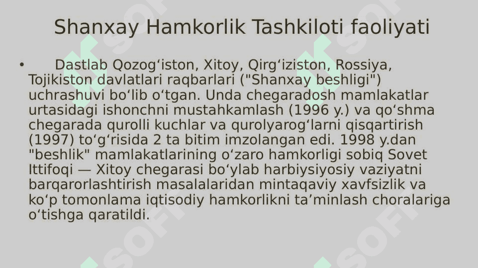 Shanhay hamkorlik tashkilotining Samarqand sammiti mohiyati va ahamiyati 7