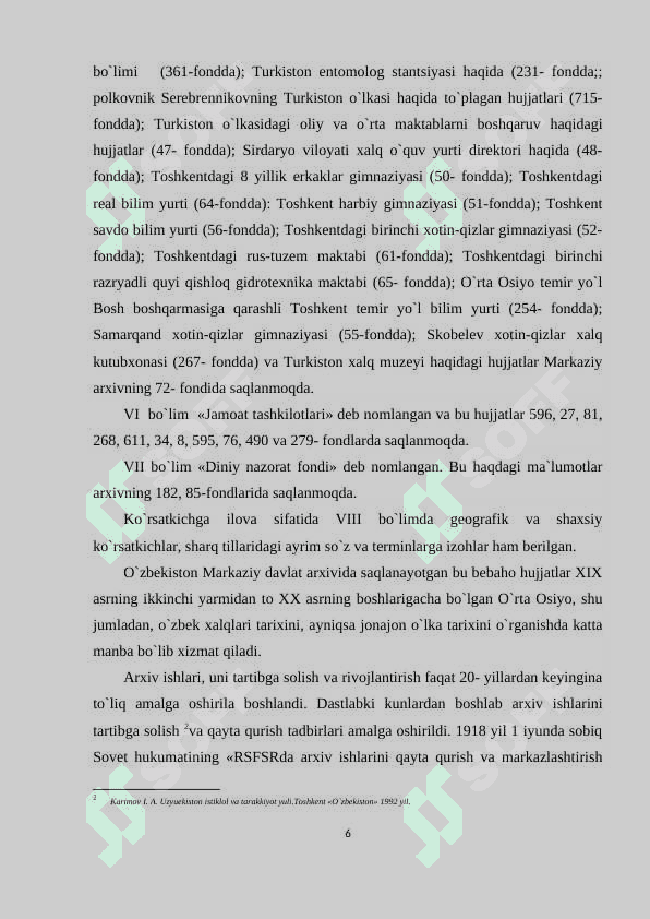 O`lkashunoslikni rivojlantirishda arxivshunoslikning o`rni 6