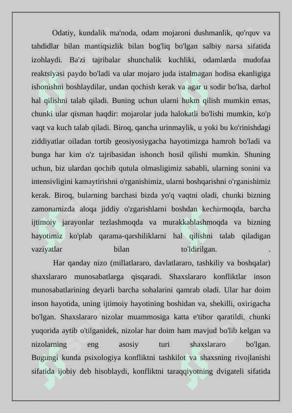 Guruhlararo konfliktlar: sabab va oqibatlari 2