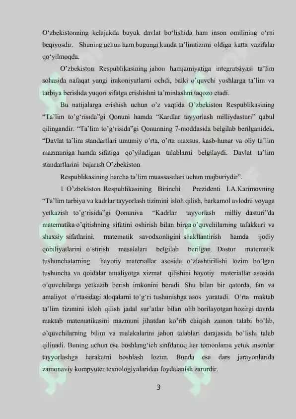 Masalalarni tenglama tuzish usuli bilan yachish metodikasi kurs ishi 3