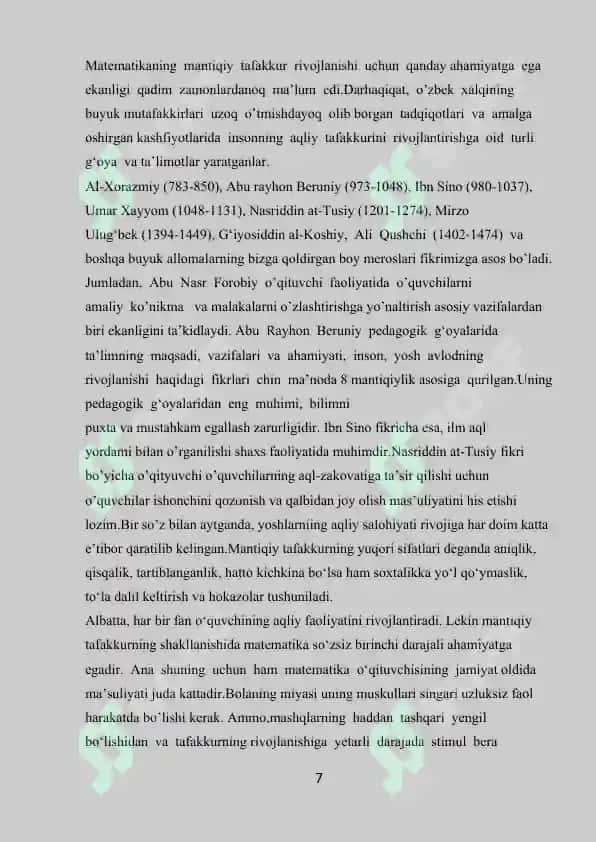 Masalalarni tenglama tuzish usuli bilan yachish metodikasi kurs ishi 7