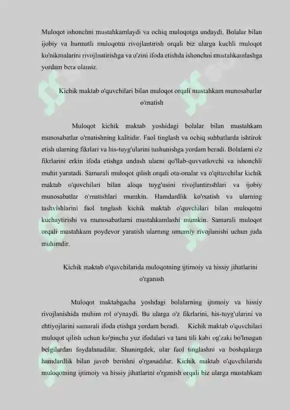 Kichik maktab yoshidagi bolalar muloqoti 2