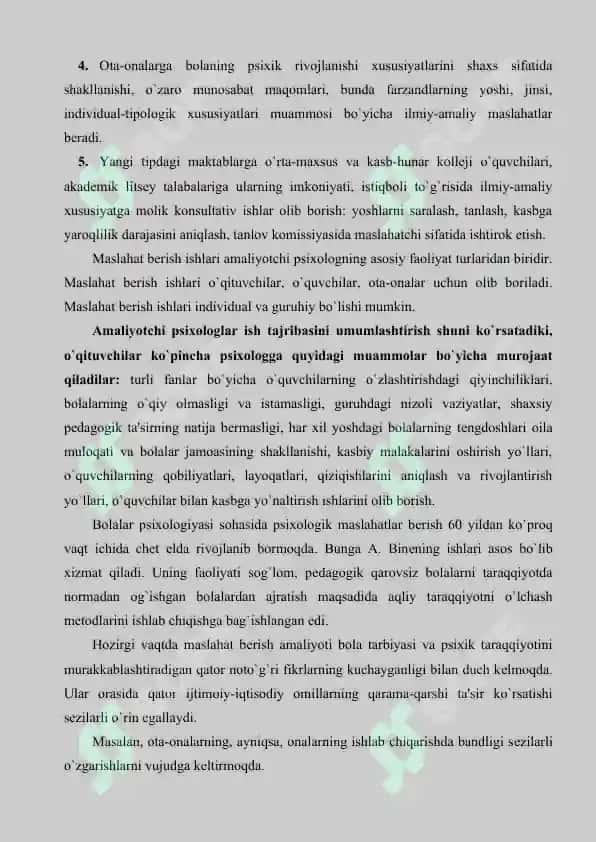 Amaliy psixolog faoliyatining asosiy ko`rinishlari 3