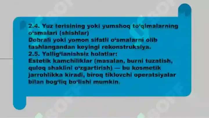 Tiklov operatsiyalarini rejalashtirish: rejalashtirishning asosiy prinsiplari, yuz sohasidagi plastik operatsiyalarga ko'rsatmalar va ulari o'tkazishdagi xususiyatlari. 8