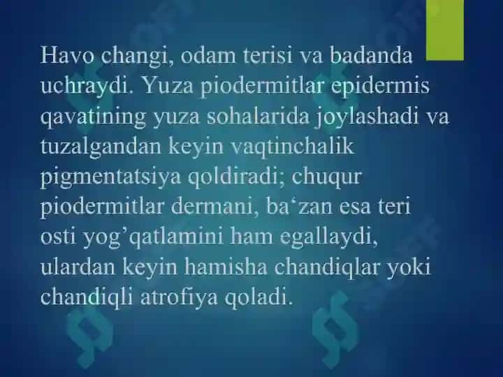 Dermatozoonozlar va Terining yiringli kasalliklari-piodermitlar 8