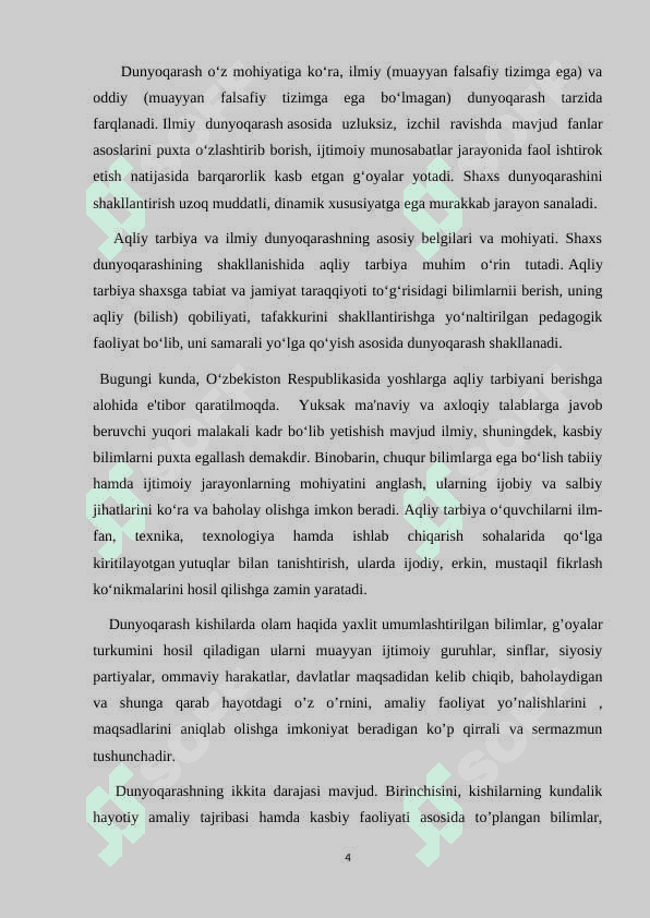 ILMIY DUNYOQARASHNI SHAKLLANTIRISH VA O`QUVCHILARNI AQLIY TARBIYALASH TUSHUNCHALARINING NAZARIY ASOSLARI 4