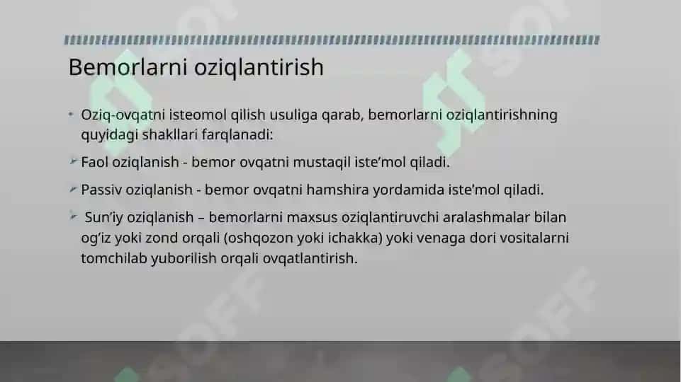 Bemorlarning ovqatlanishini tashkil qilish va uning gigiyenik nazorati 7