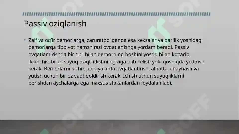 Bemorlarning ovqatlanishini tashkil qilish va uning gigiyenik nazorati 8