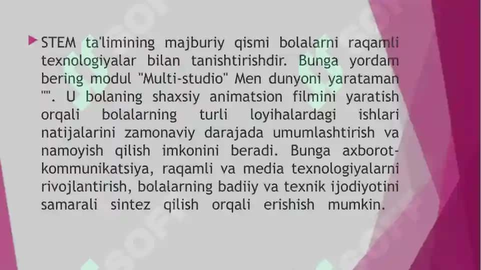 STEAM TEXNOLOGIYASIDA MULTISTUDIYA DASTURINI TADBIQ ETISH 2