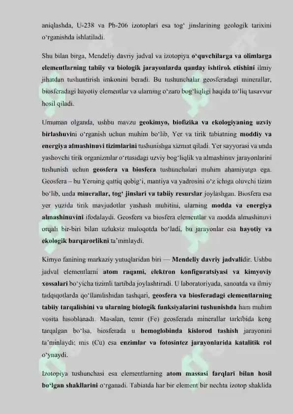 Geosfera va Biosferada Mendeliy davriy jadvali. Izotopiya 3