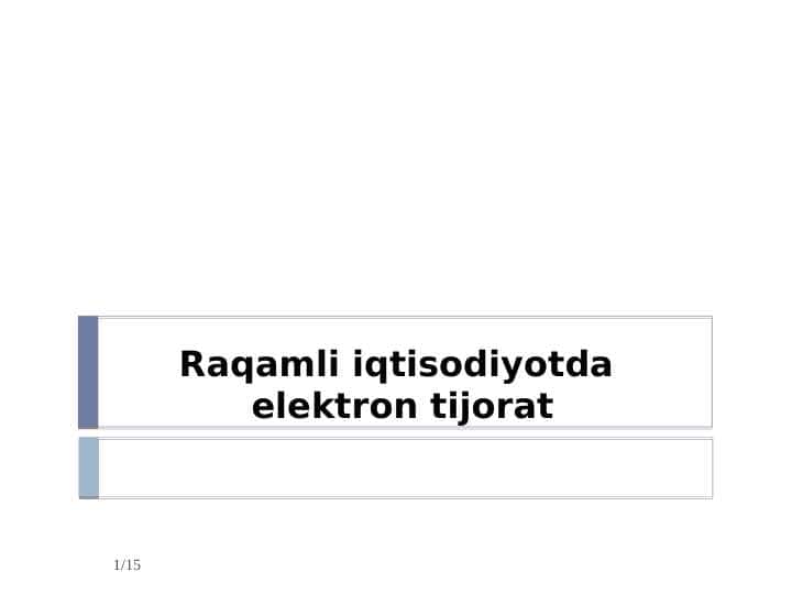 raqamli biznes model pptx