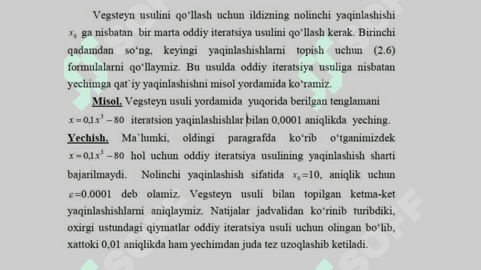 CHIZIQSIZ TENGLAMALAR SISTEMASINI TAQRIBIY YECHISH. 8