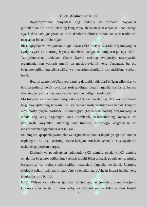 Bo'g'imoyoqlilarning keng tarqalish sabablari 5