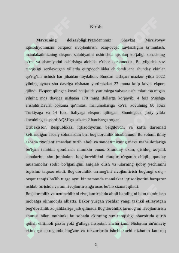 BOG’ VA UZUMZORLAR, ISSIQXONALAR UCHUN DAVLAT IMTIYOZLARI 2
