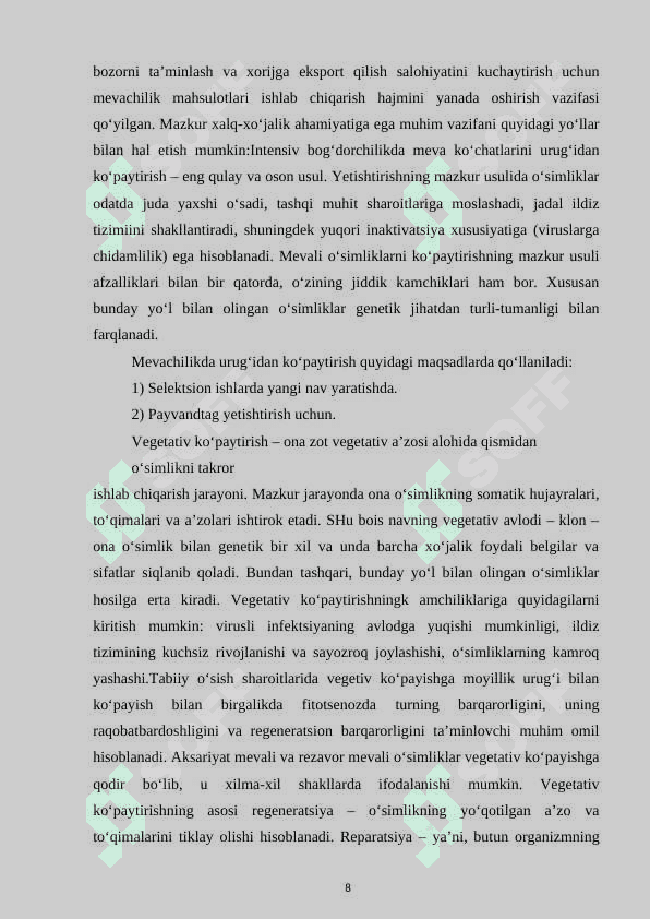BOG’ VA UZUMZORLAR, ISSIQXONALAR UCHUN DAVLAT IMTIYOZLARI 8